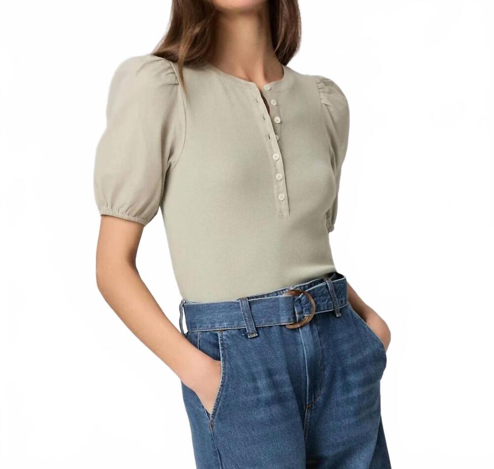 NEW PAIGE brandy crew neck short sleeve top in sea mist